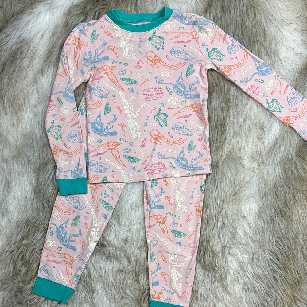 Tucker + Tate Girls Size 6 Glow in Dark Dinosaur Pajama Set Pink